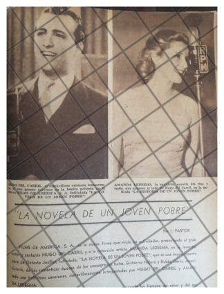 AFICHE RETRO HUGO DEL CARRIL Y AMANDA LEDEZMA 1944