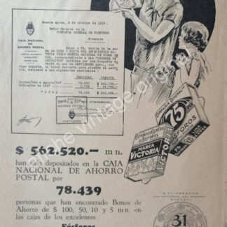 CARTEL ANTIGUO ORIGINAL DE FOSFOROS VICTORIA AÑOS 20s /2