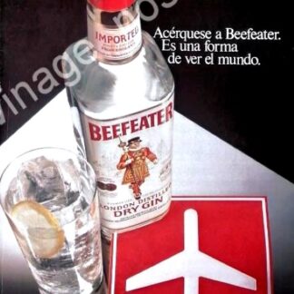 CARTEL ANTIGUO ORIGINAL DE GINEBRA BEEFEATER 1980s /V314