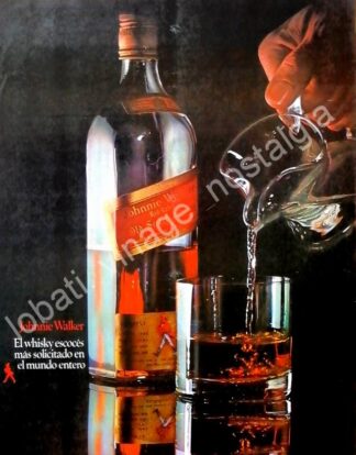 CARTEL ANTIGUO ORIGINAL DE WHISKY JHONNIE WALKER RED LABEL 1960s /14