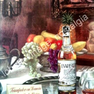 CARTEL ANTIGUO ORIGINAL DE COGNAC EVARISTO 1956 CASA MADERO /V260