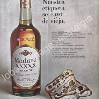 CARTEL ANTIGUO ORIGINAL DE BRANDY MADERO XXXXX 1968 CASA MADERO /V261