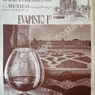 CARTEL ANTIGUO ORIGINAL DE VINO EVARISTO No 1. 1958 Y PALACIO NACIONAL /V265 PUBLICIDAD ARTISTICA