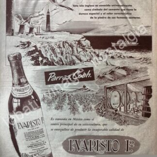 CARTEL ANTIGUO ORIGINAL DE BRANDY EVARISTO No 1. 1952 Y PORTLAND /V268 PUBLICIDAD ARTISTICA