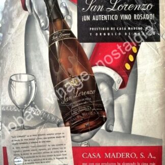 CARTEL ANTIGUO ORIGINAL DE VINO SAN LORENZO 1958 CASA MADERO /V273