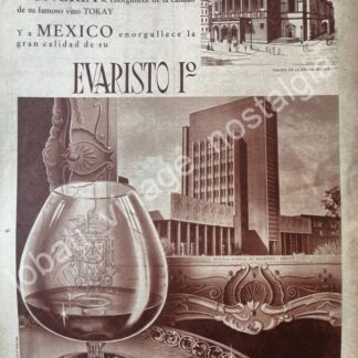 CARTEL ANTIGUO ORIGINAL DE BRANDY EVARISTO Y LA ESCUELA NORMAL SUPERIOR 1958 /V274