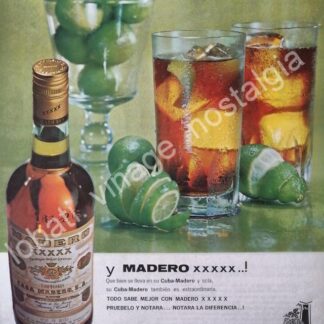CARTEL ANTIGUO ORIGINAL DE BRANDY MADERO XXXXX 1967, CASA MADERO /V276