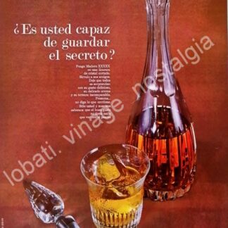 CARTEL ANTIGUO ORIGINAL DE BRANDY MADERO XXXXX 1969, CASA MADERO /V277
