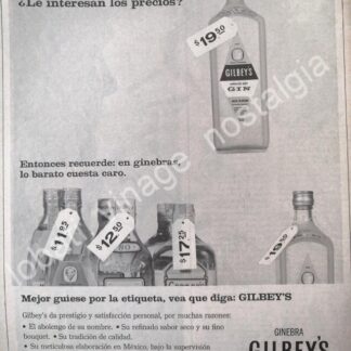CARTEL ANTIGUO ORIGINAL DE GINEBRA GILBEYS 1966 /V302
