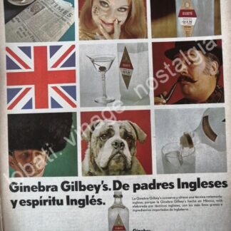 CARTEL ANTIGUO ORIGINAL DE GINEBRA GILBEYS 1968 /V301
