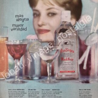 CARTEL ANTIGUO ORIGINAL DE GINEBRA OSO NEGRO 1959 /V281