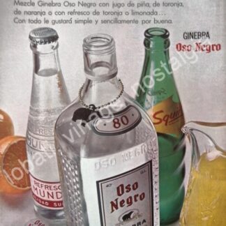 CARTEL ANTIGUO ORIGINAL DE GINEBRA OSO NEGRO 1964 /V285