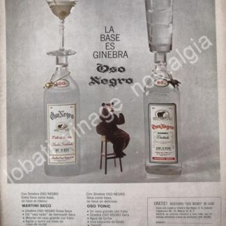 CARTEL ANTIGUO ORIGINAL DE GINEBRA OSO NEGRO 1964 /V287