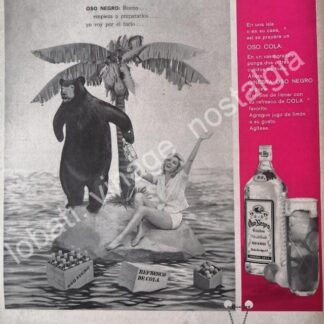 CARTEL ANTIGUO ORIGINAL DE GINEBRA OSO NEGRO 1961 /V291