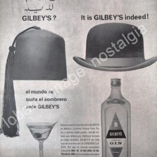 CARTEL ANTIGUO ORIGINAL DE GINEBRA GILBEYS 1964 /V298