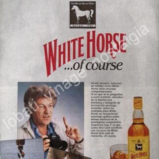 CARTEL ANTIGUO ORIGINAL DE WHISKY WHITE HORSE 1980s /V315