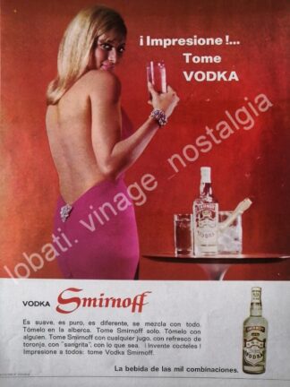 CARTEL ANTIGUO ORIGINAL DE VODKA SMIRNOFF 1965 /V306