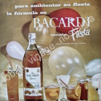 CARTEL ANTIGUO ORIGINAL DE RON BACARDI 1963 PARA AMBIENTAR SU FIESTA