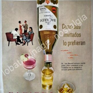 CARTEL ANTIGUO ORIGINAL DE RON BACARDI 1962 /8