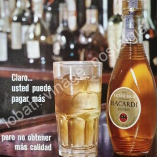 CARTEL ANTIGUO ORIGINAL DE RON BACARDI EXTRA SECO 1963