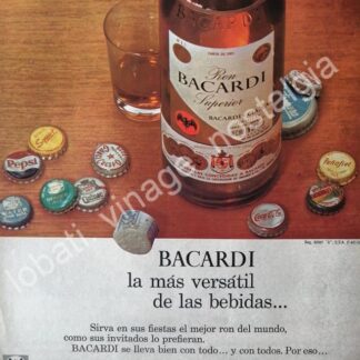 CARTEL ANTIGUO ORIGINAL DE RON BACARDI SUPERIOR 1965