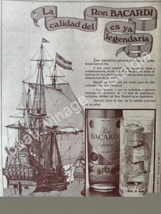 CARTEL ANTIGUO ORIGINAL DE RON BACARDI 1973 LA CALIDAD ES YA LEGENDARIA