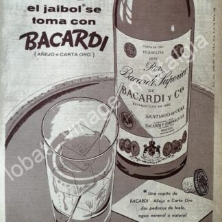 CARTEL ANTIGUO ORIGINAL DE RON BACARDI 1956 -19