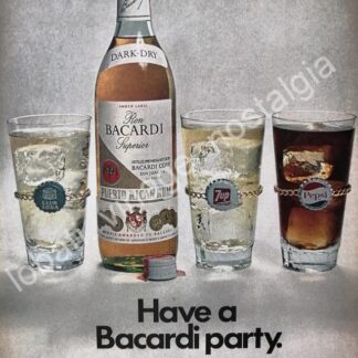 CARTEL ANTIGUO ORIGINAL DE RON BACARDI , PEPSI, 7UP Y CANADA DRY 1970 / RARO