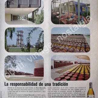 CARTEL ANTIGUO ORIGINAL DE RON BACARDI Y LA PLANTA DE TEPOTZOTLAN 1965 -MUY RARO