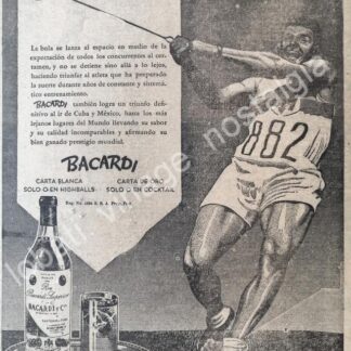 CARTEL ANTIGUO ORIGINAL DE RON BACARDI 1947 NO VIENE VA