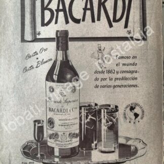 CARTEL ANTIGUO ORIGINAL DE RON BACARDI 1942 ANTE LA SEGUNDA GUERRA MUNDIAL