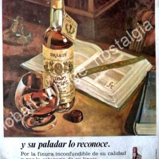 CARTEL ANTIGUO ORIGINAL DE BRANDY VIEJO VERGEL 1970 USTED YA LO CONOCE