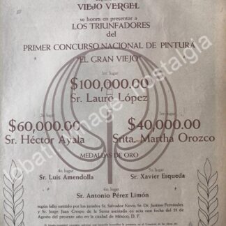 CARTEL ANTIGUO ORIGINAL DE 1ER CONCURSO NACIONAL DE PINTURA EL GRAN VIEJO 1972 /MUY RARO