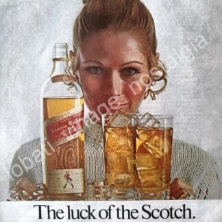 CARTEL ANTIGUO ORIGINAL DE WHISKY JHONNIE WALKER 1960s U.S.A / RARO