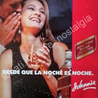 CARTEL ANTIGUO ORIGINAL DE WHISKY JHONNIE WALKER 1980s DESDE QUE LA NOCHE ES NOCHE 6