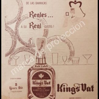 CARTEL ANTIGUO ORIGINAL DE WHISKY KINGS VAT 1961 / RARO