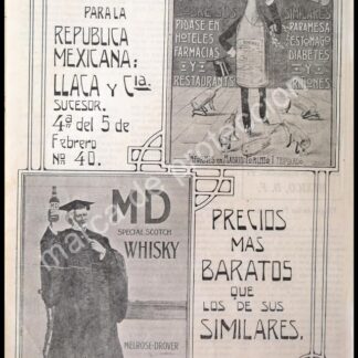 CARTEL ANTIGUO ORIGINAL DE CASA DE VINOS LLACA Y CIA. 1912. MEXICO/ RARO
