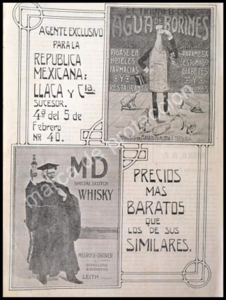 CARTEL ANTIGUO ORIGINAL DE CASA DE VINOS LLACA Y CIA. 1912. MEXICO/ RARO