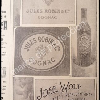 CARTEL ANTIGUO ORIGINAL DE COGÑAC JULES ROBIN 1897 & LOTERIA NACIONAL