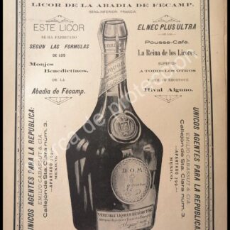 CARTEL ANTIGUO ORIGINAL DE VINO DE CONSAGRAR BENEDICTINA 1896 MUY RARO