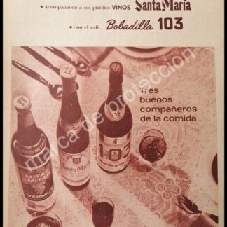 CARTEL ANTIGUO ORIGINAL DE VINOS BOBADILLA & CIA. 1965