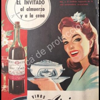 CARTEL ANTIGUO ORIGINAL DE VINOS ARIZU 1940s