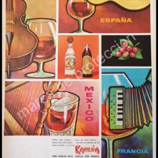 CARTEL ANTIGUO ORIGINAL DE LICOR DE CAFE KAHLUA 1963 /4
