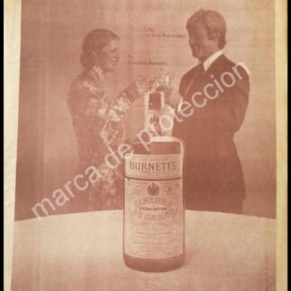 CARTEL ANTIGUO ORIGINAL DE GINEBRA BURNETTS 1973 / RARO /2
