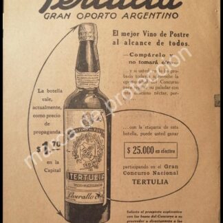 CARTEL ANTIGUO ORIGINAL DE VINOS. OPORTO TERTULIA DE LEVERALLO 1927 /3