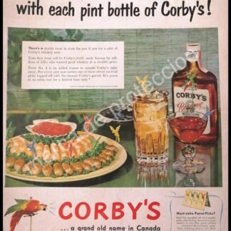 CARTEL ANTIGUO ORIGINAL DE VINOS COCKTAIL CORBYS 1950