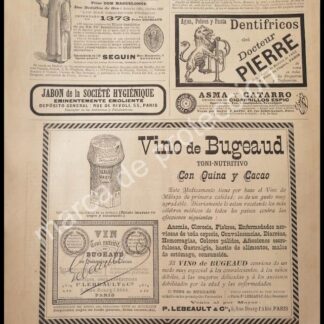 CARTEL ANTIGUO ORIGINAL DE TONICO VINO DE BUGEAUD 1894 Y OTRAS PUBLICIDADES