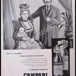 CARTEL ANTIGUO ORIGINAL DE VINOS CAMPARI 1960 CIEN ANIVERSARIO