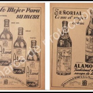 CARTEL ANTIGUO ORIGINAL DE VINOS ALAMO, CIA. VINICOLA DE SALTILLO 1949