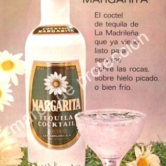 CARTEL ANTIGUO ORIGINAL DE COCTEL MARGARITA 1960s LA MADRILEÑA S.A